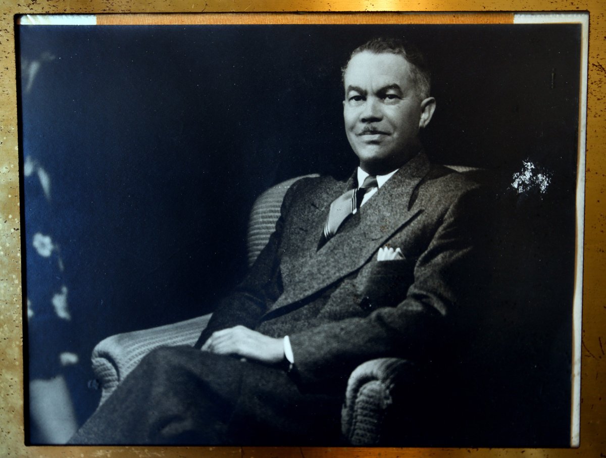 A framed photogaph of the late Paul Revere Williams, an early architect to the stars, is located inside living room of home in Los Angeles that he designed and lived in. The home now belongs to his granddaughter Karen Hudson. 