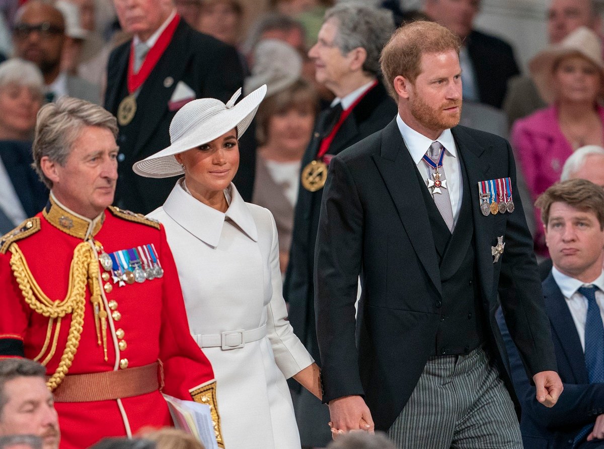 Prince Harry and Meghan Markle attend the service of thanksgiving for the queen