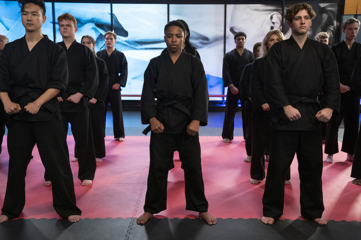 'Cobra Kai' Season 5: Dallas Dupree Young stands in the center of a karate class