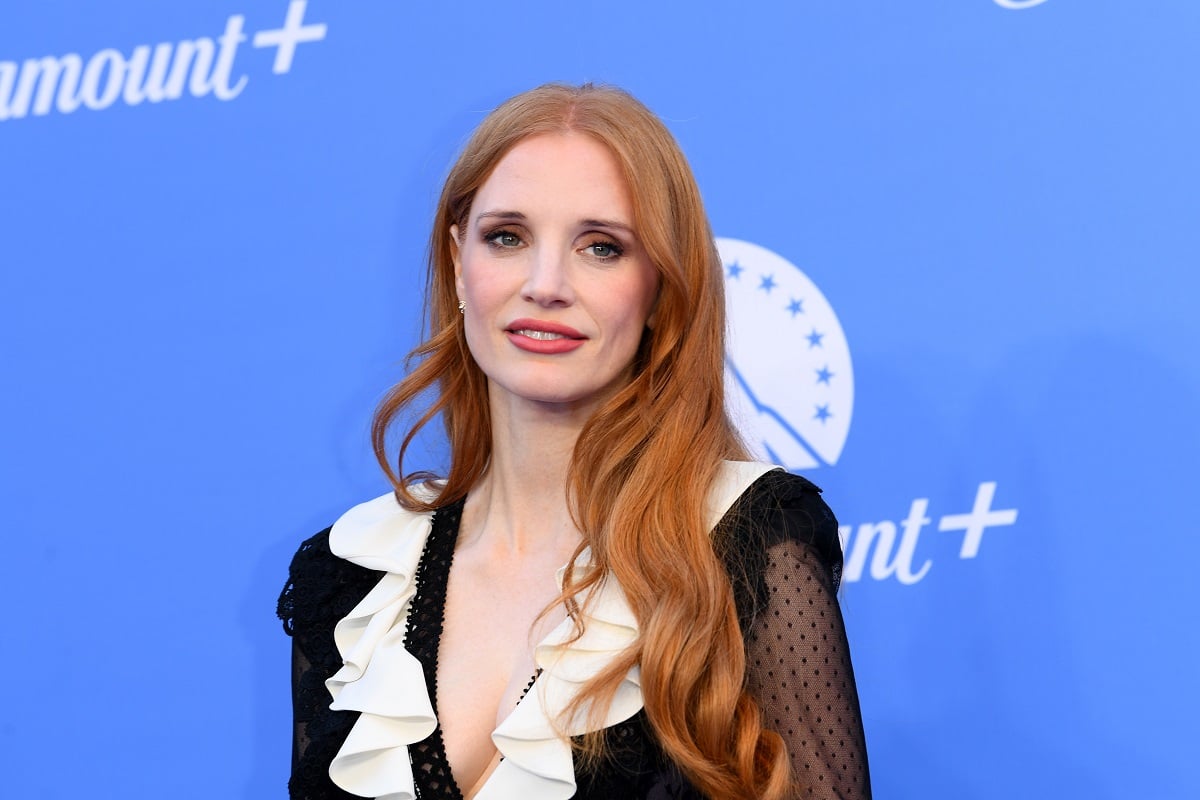 Jessica Chastain smiling at the Paramount + UK launch.