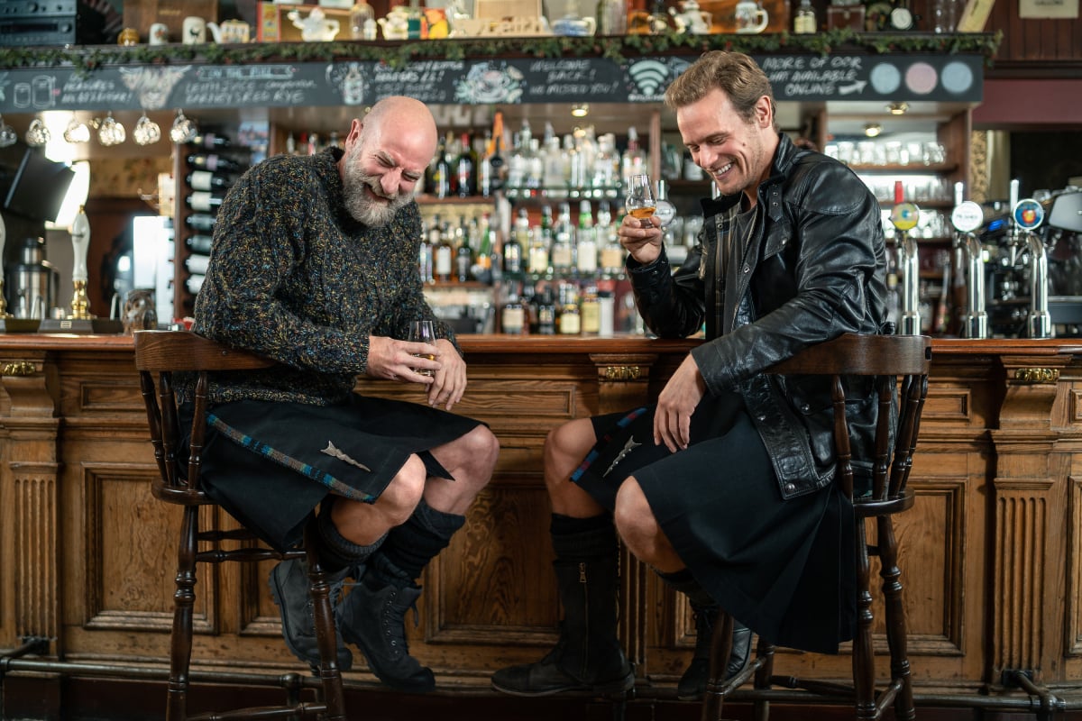 Outlander co-stars Graham McTavish and Sam Heughan in their hit show Men In Kilts