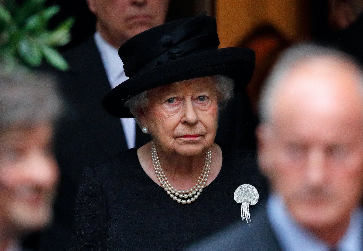 Queen Elizabeth II attends the 2017 London funeral of Patricia Knatchbull, Countess Mountbatten of Burma. The queen's lead-lined casket is in keeping with recent royal family tradition.