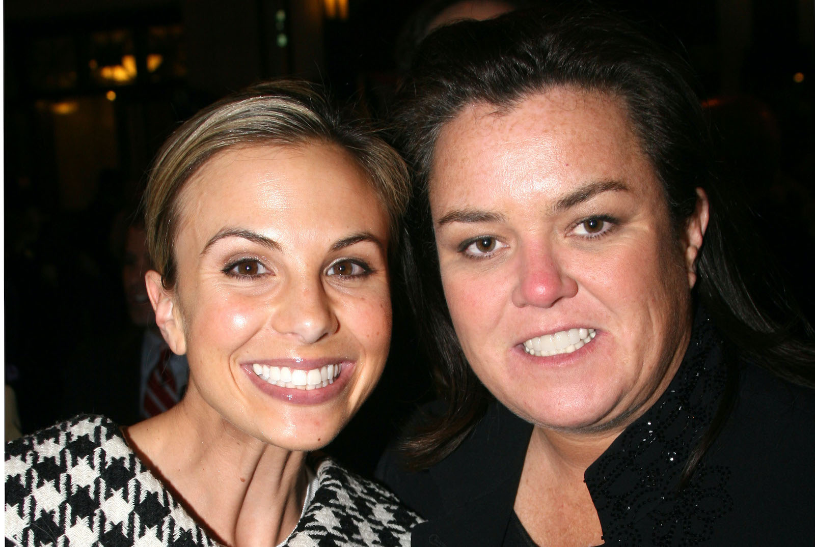 Elisabeth Hasselbeck and Rosie O'Donnell from 'The View' smile for a photo