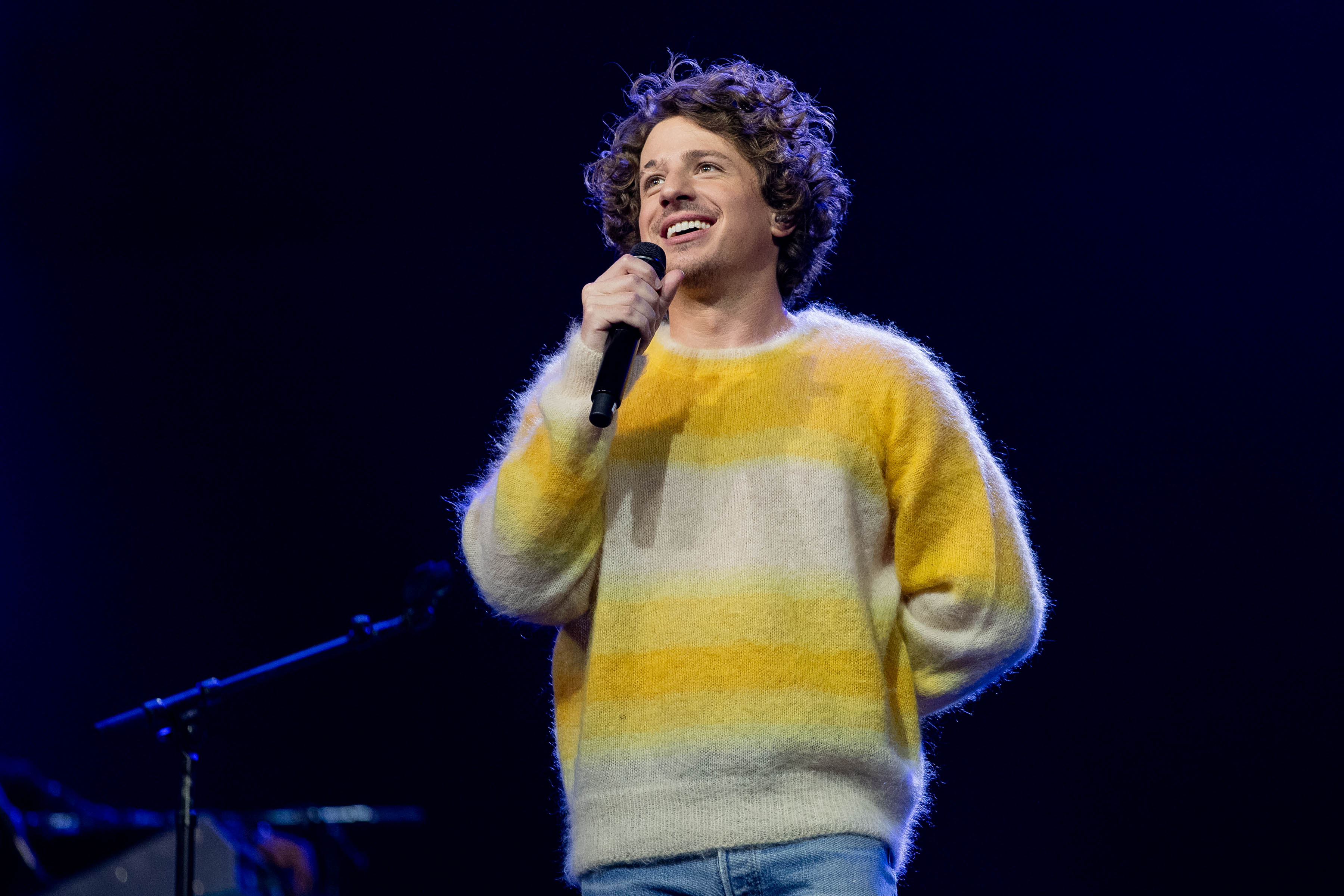 Charlie Puth performs at an interactive global eConcert live from the Yoop eSpace at Microsoft Theater