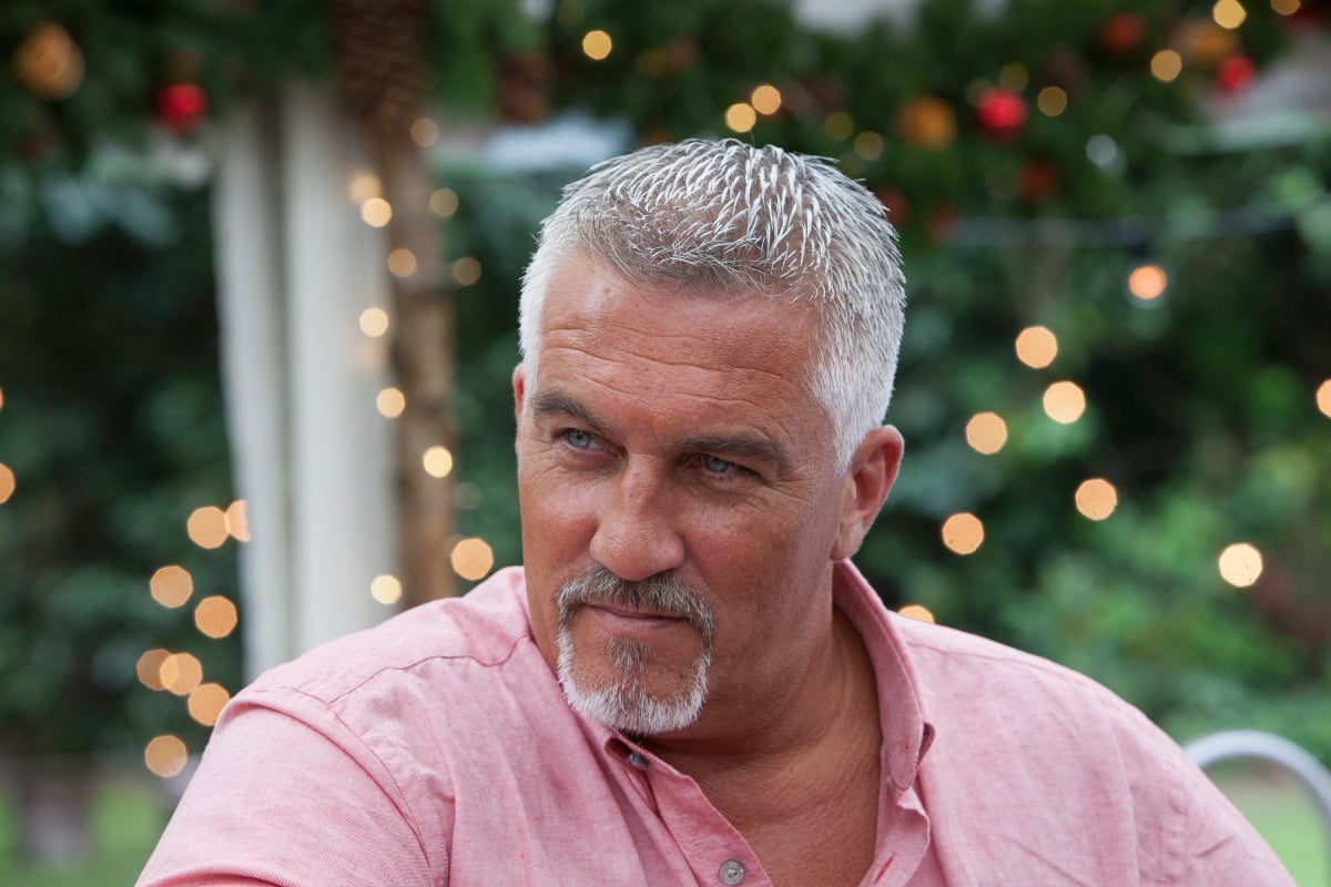 Great British Baking Show head judge Paul Hollywood on the set to The Great American Baking Show