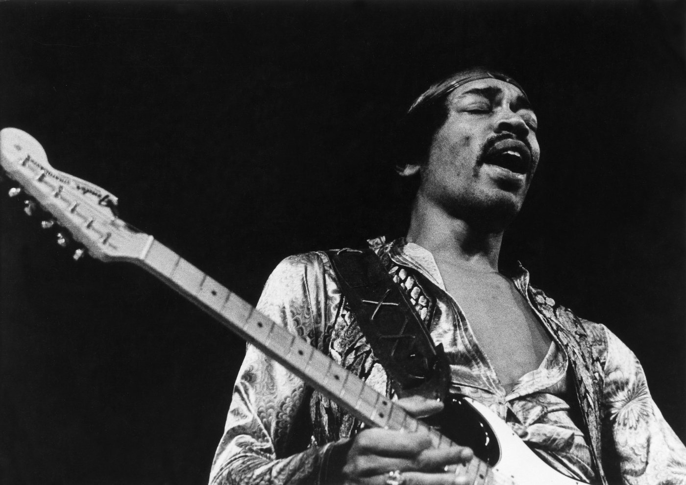 Jimi Hendrix, who often had dreams about his music, playing guitar