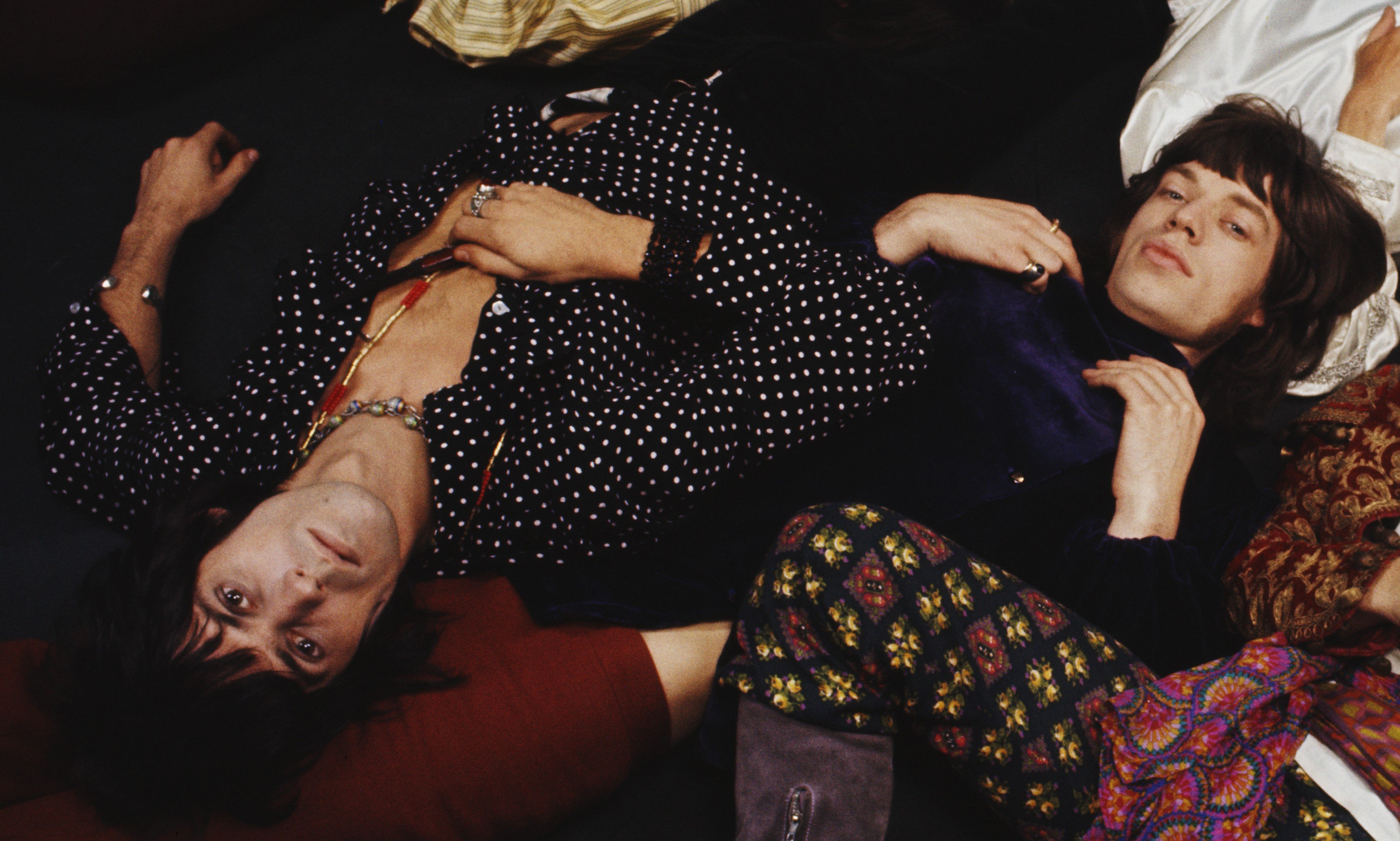 The Rolling Stones' Keith Richards and Mick Jagger on a floor