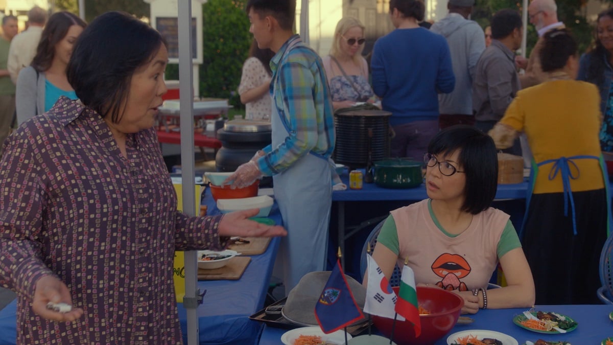 Mrs. Kim and Lane Kim seen in the town square during 'Gilmore Girls: A Year in the Life'