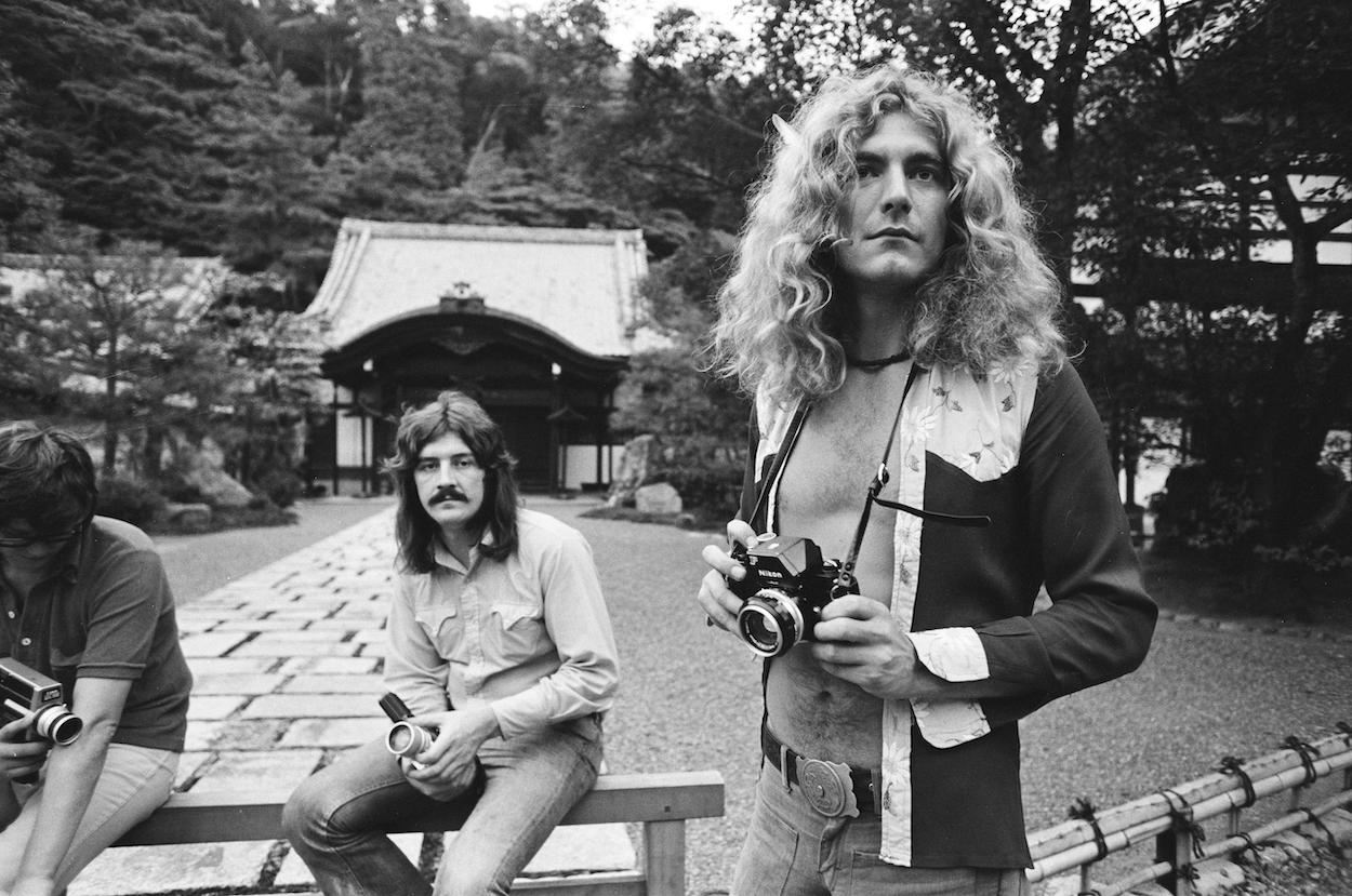 Led Zeppelin drummer John Bonham (background) earned singer Robert Plant's praise for his inhuman drumming on one epic song.