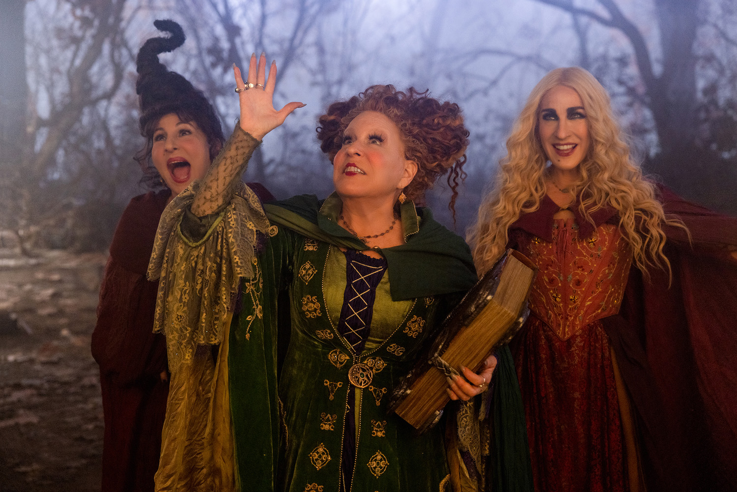 Does the Hocus Pocus 2 post-credits scene indicate a third movie? Kathy Najimy as Mary Sanderson, Bette Midler as Winifred Sanderson, and Sarah Jessica Parker as Sarah Sanderson in Hocus Pocus 2