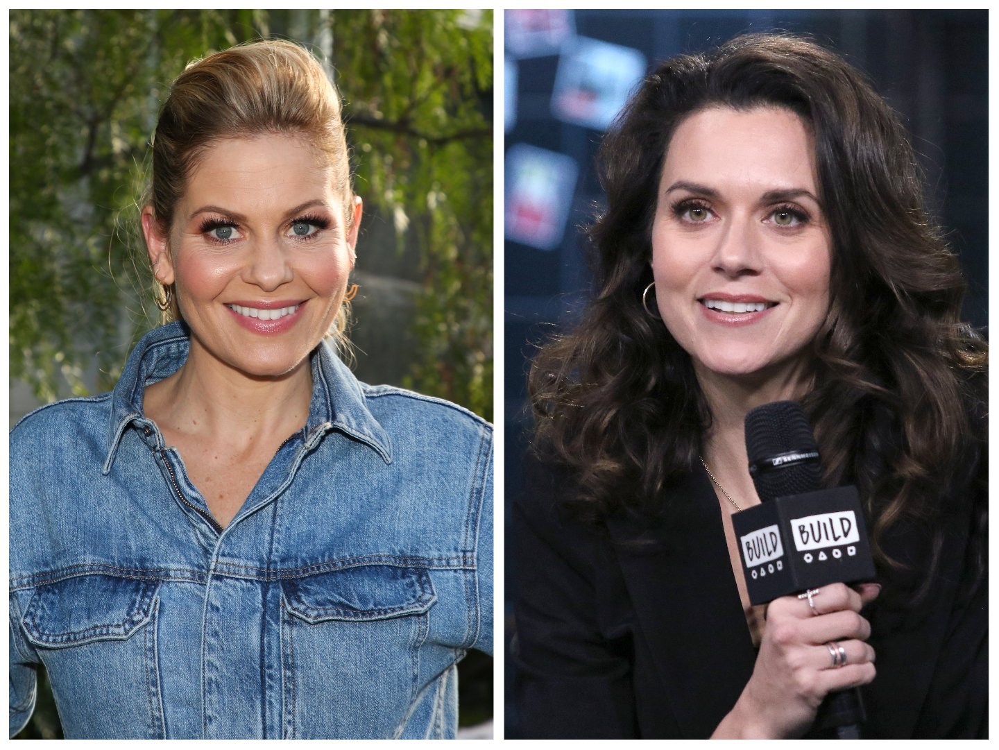 Side by side photos of Candace Cameron Bure and Hilarie Burton