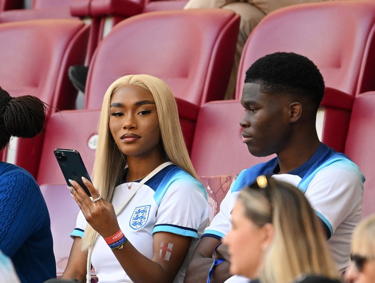 Tolami Benson, partner of Bukayo Saka, looks on prior to the FIFA World Cup Qatar 2022