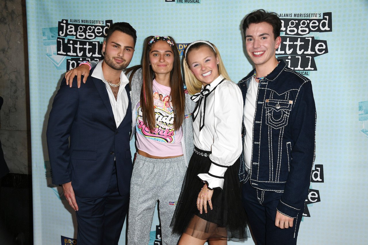 (L-R) Christian Thomas, Avery Cyrus, JoJo Siwa, and Chase Thomas attend the Los Angeles Premiere of "Jagged Little Pill" at Hollywood Pantages Theatre on September 14, 2022, in Hollywood, California.