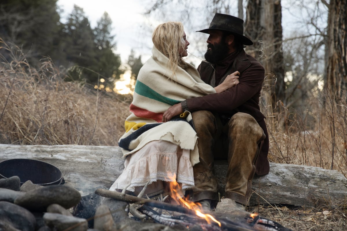 Isabel May as Elsa and Tim McGraw as James of the Paramount+ Yellowstone prequel 1883