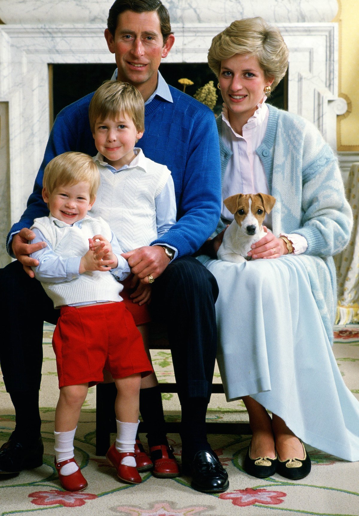 Prince Harry, Prince William, King Charles III, and Princess Diana, who appeared 'photoshopped' in a 1986 Christmas card, according to a body language expert