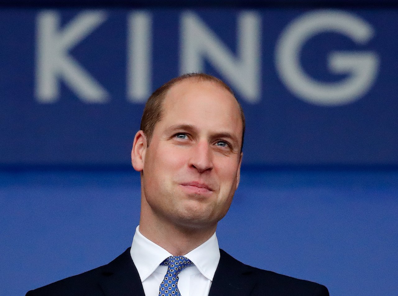 Prince William in 2018, visiting Leicester City Football Club's King Power Stadium.