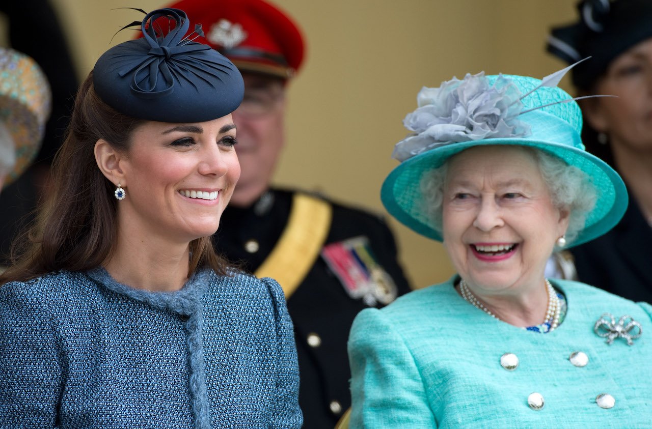 Kate Middleton and Queen Elizabeth II attend Vernon Park during a Diamond Jubilee visit to Nottingham on June 13, 2012.