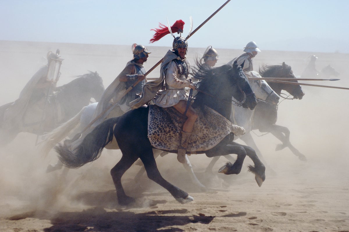 Colin Farrell rides a horse as Alexander the Great in the 2004 film Alexander