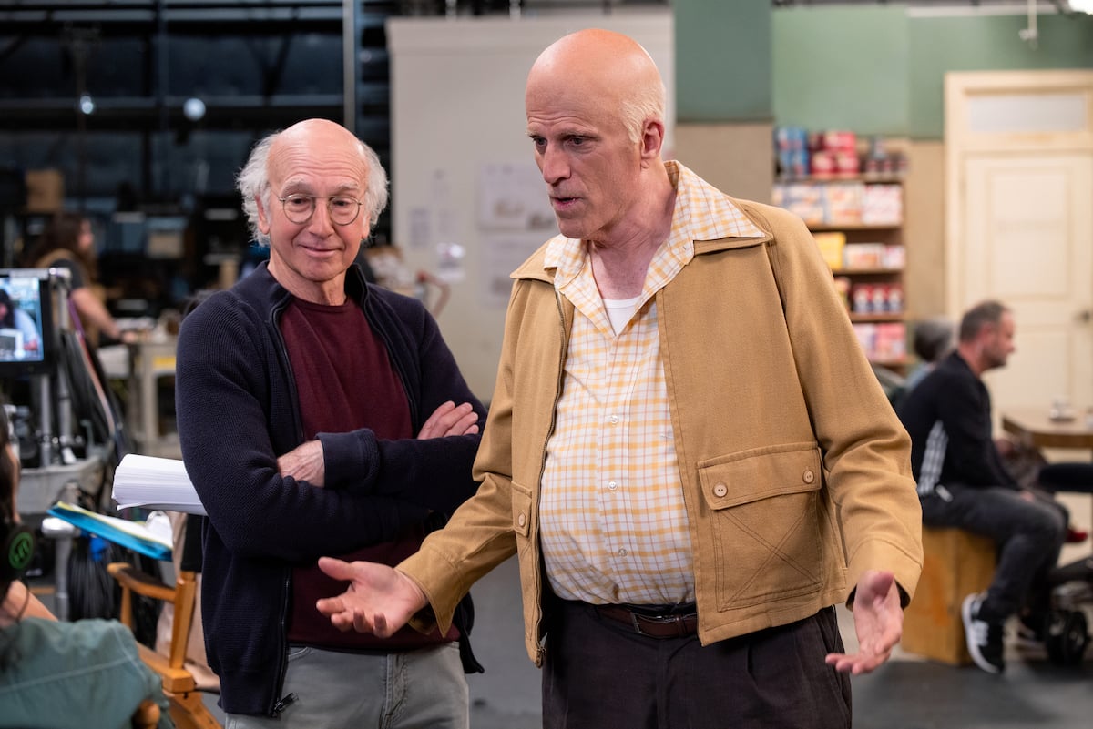 'Curb Your Enthusiasm': Larry David and Ted Danson stand on a sitcom set