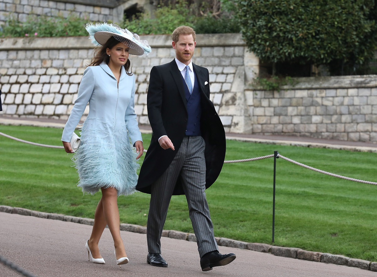 Lady Sophie Winkleman and Prince Harry arrive ahead of the wedding of Lady Gabriella Windsor and Thomas Kingston at St. George's Chapel