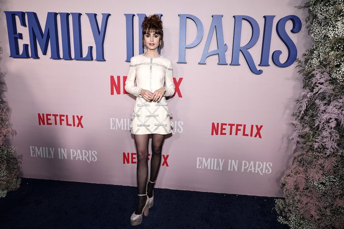 Lily Collins appears at a premiere event for 'Emily in Paris'