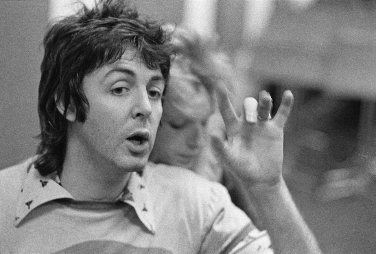 Paul McCartney and Wings in the recording studio in 1973.