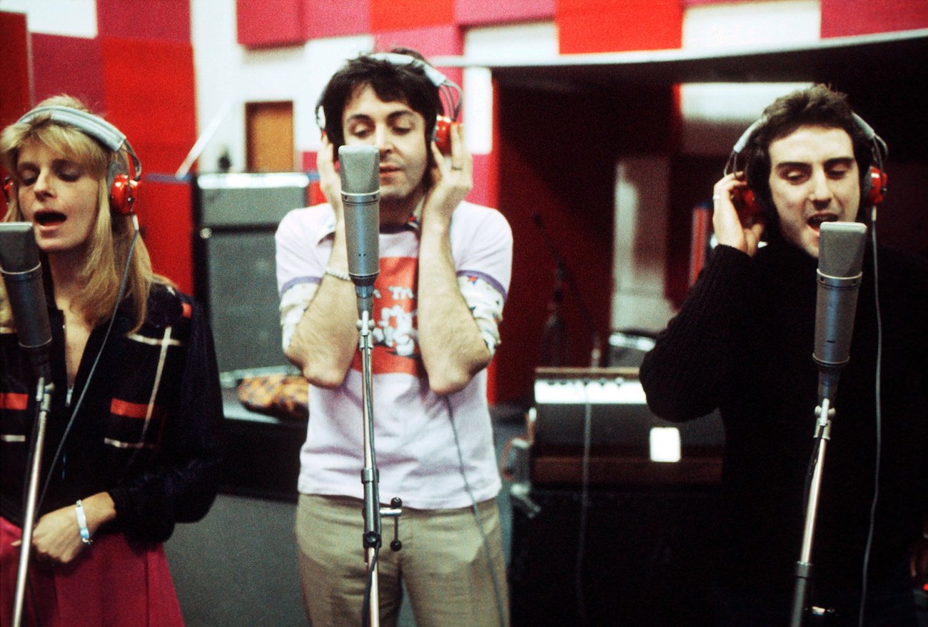 Paul McCartney and Wings in the recording studio in 1973.