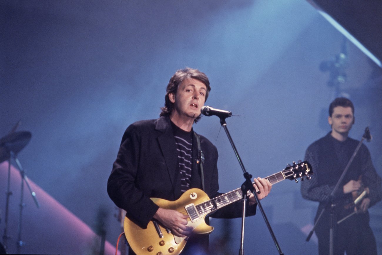 Paul McCartney performing at the 38th Sanremo Music Festival in 1988.