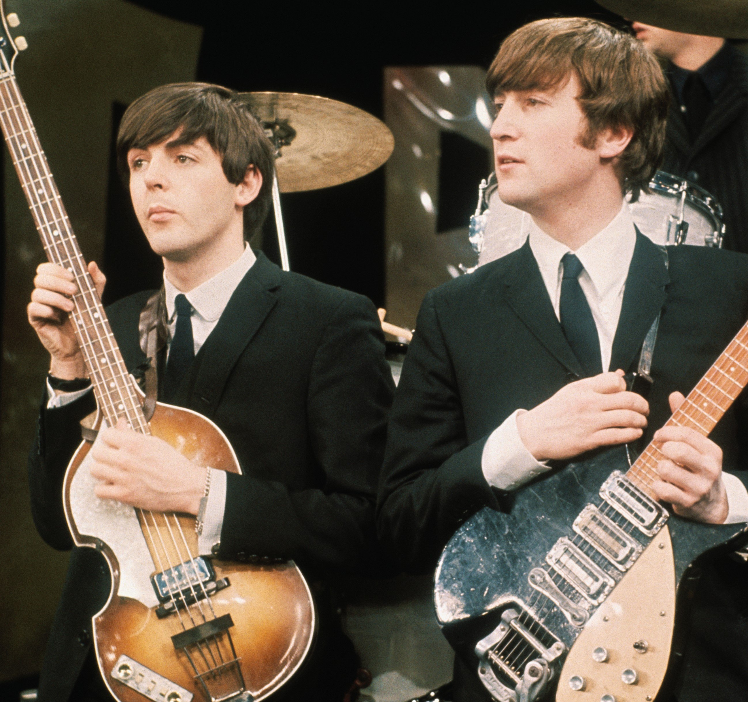 Paul McCartney and John Lennon with guitars