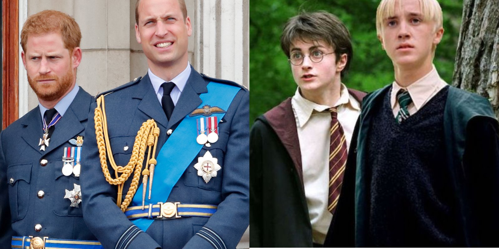 Prince Harry, Prince William and 'Harry Potter' actors Daniel Radcliffe and Tom Felton,