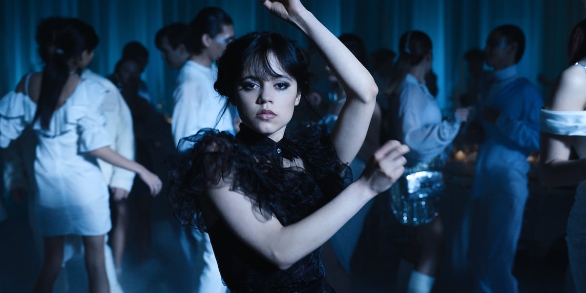 Jenna Ortega performing the Wednesday Adams dance to the song 'Goo Goo Muck.'