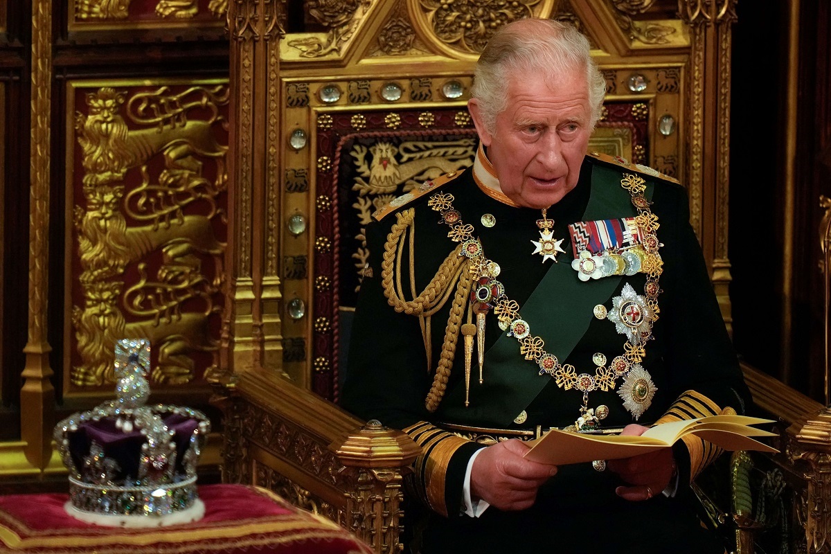 King Charles III, who will decide if Archie and Lilibet will get royal titles, reads the Queen's Speech as he sits by the Imperial State Crown
