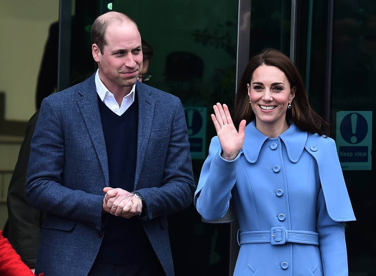 Prince William and Kate Middleton — then the Duke and Duchess of Cambridge — engage in a walkabout in Ballymena town centre on February 28, 2019 in Ballymena, Northern Ireland