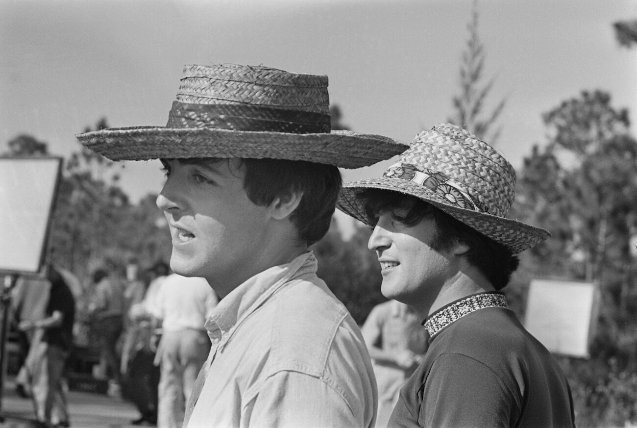 Paul McCartney, writer of The Beatles' 'I'll Follow the Sun,' and John Lennon during the making of 'Help!' in 1965.