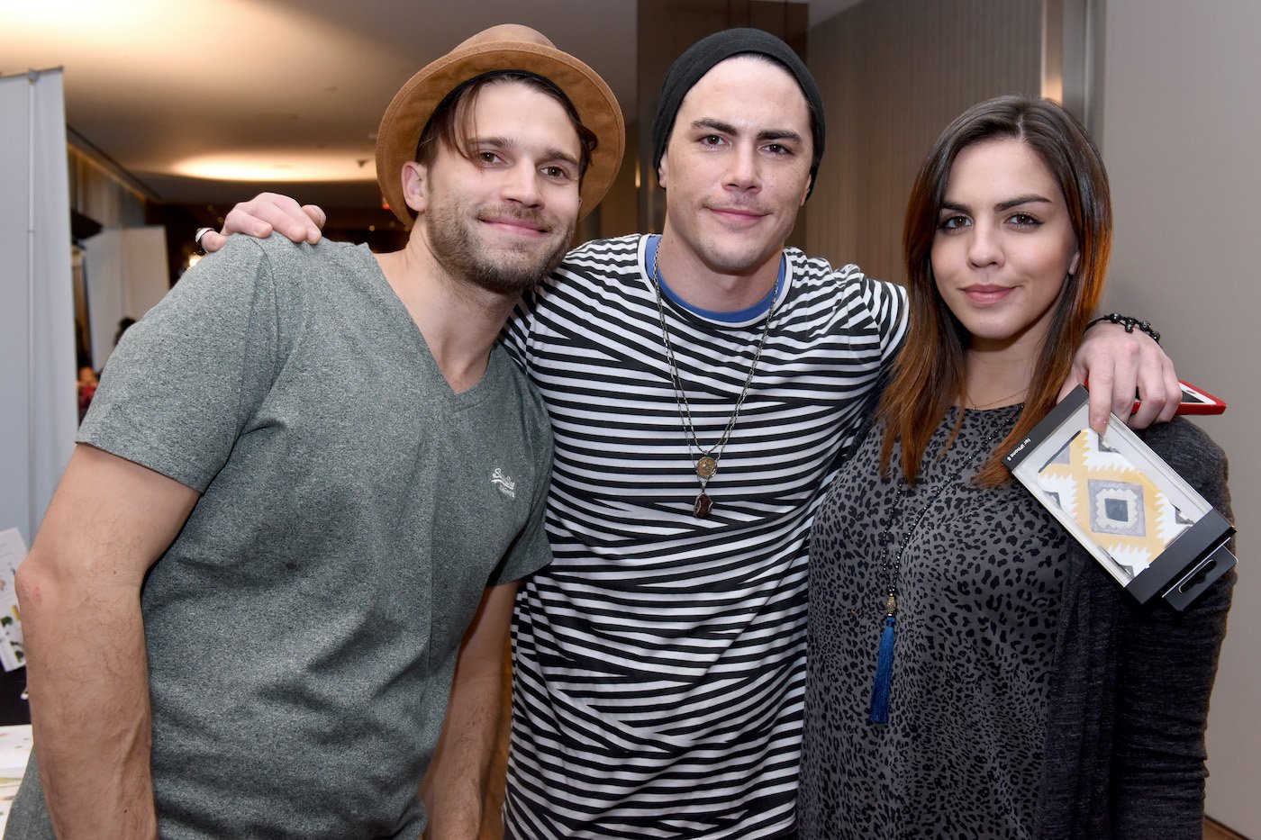 Tom Schwartz, Tom Sandoval, and Katie Maloney from 'Vanderpump Rules' smile for a photo in 2-15