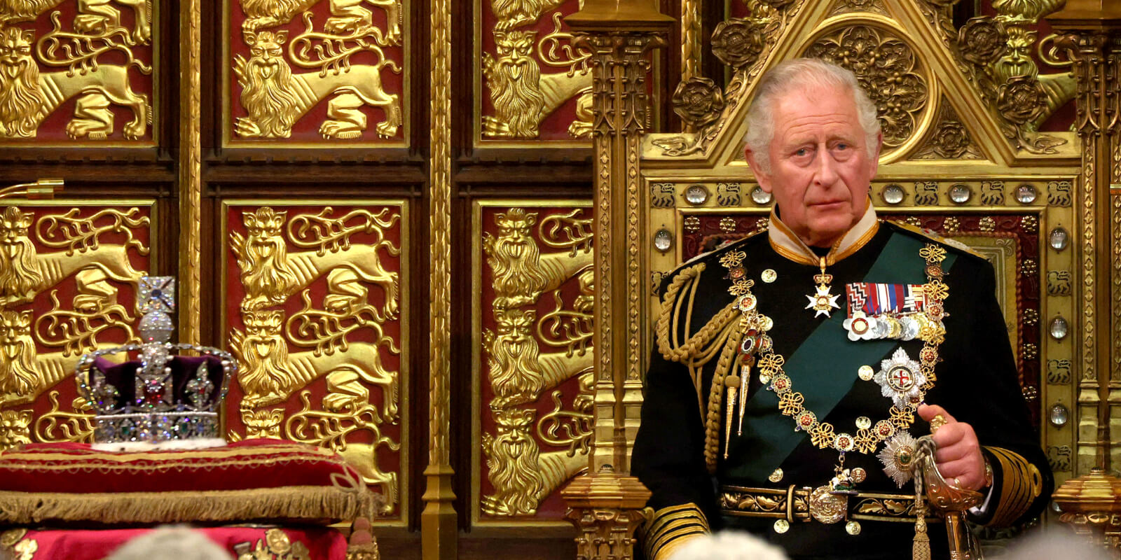 King Charles III during the state opening of Parliament at the House of Lords on May 10, 2022 in London, England.