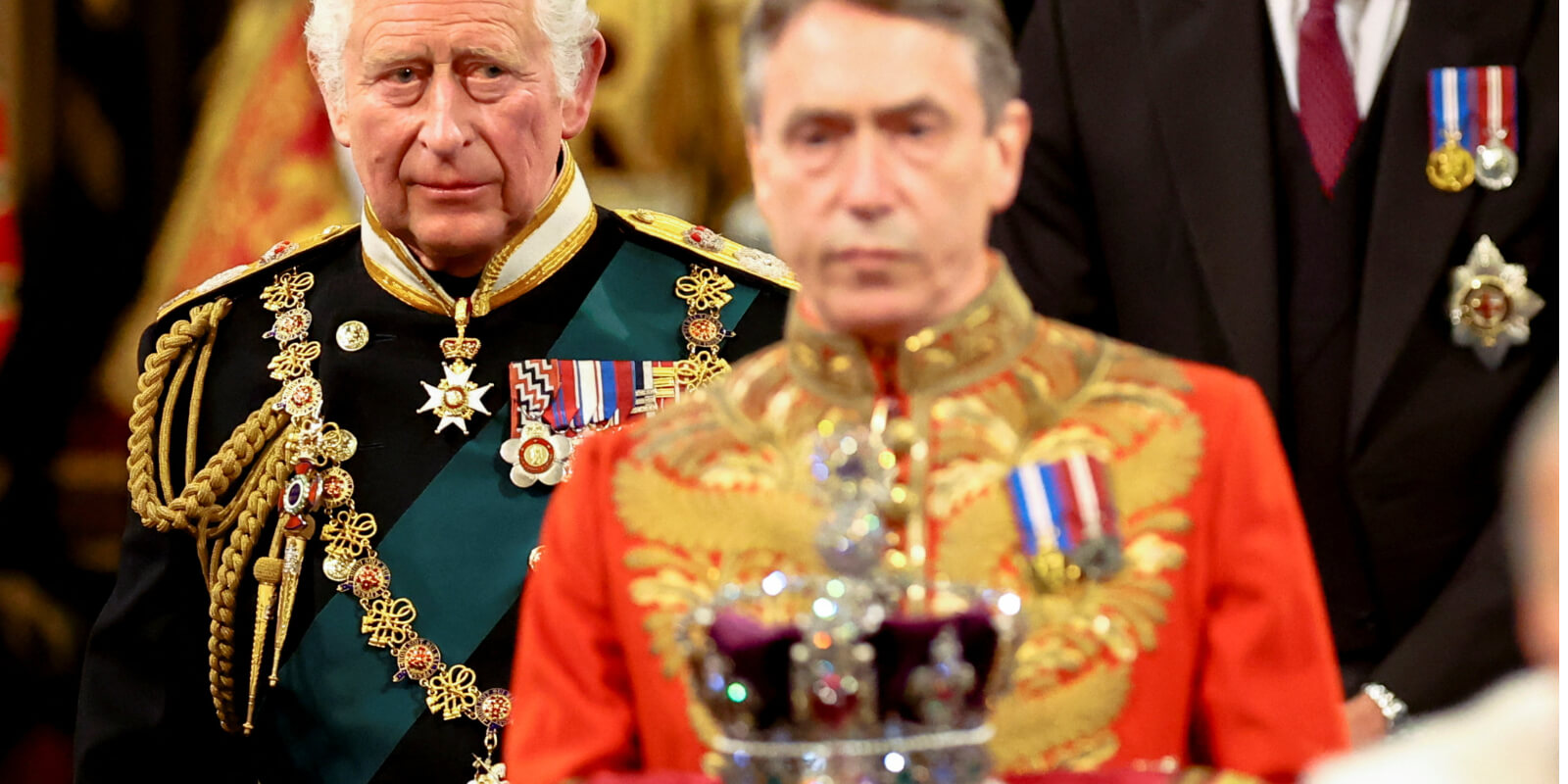 King Charles follows the Imperial State Crown into the opening of Parlaiment in 2022.