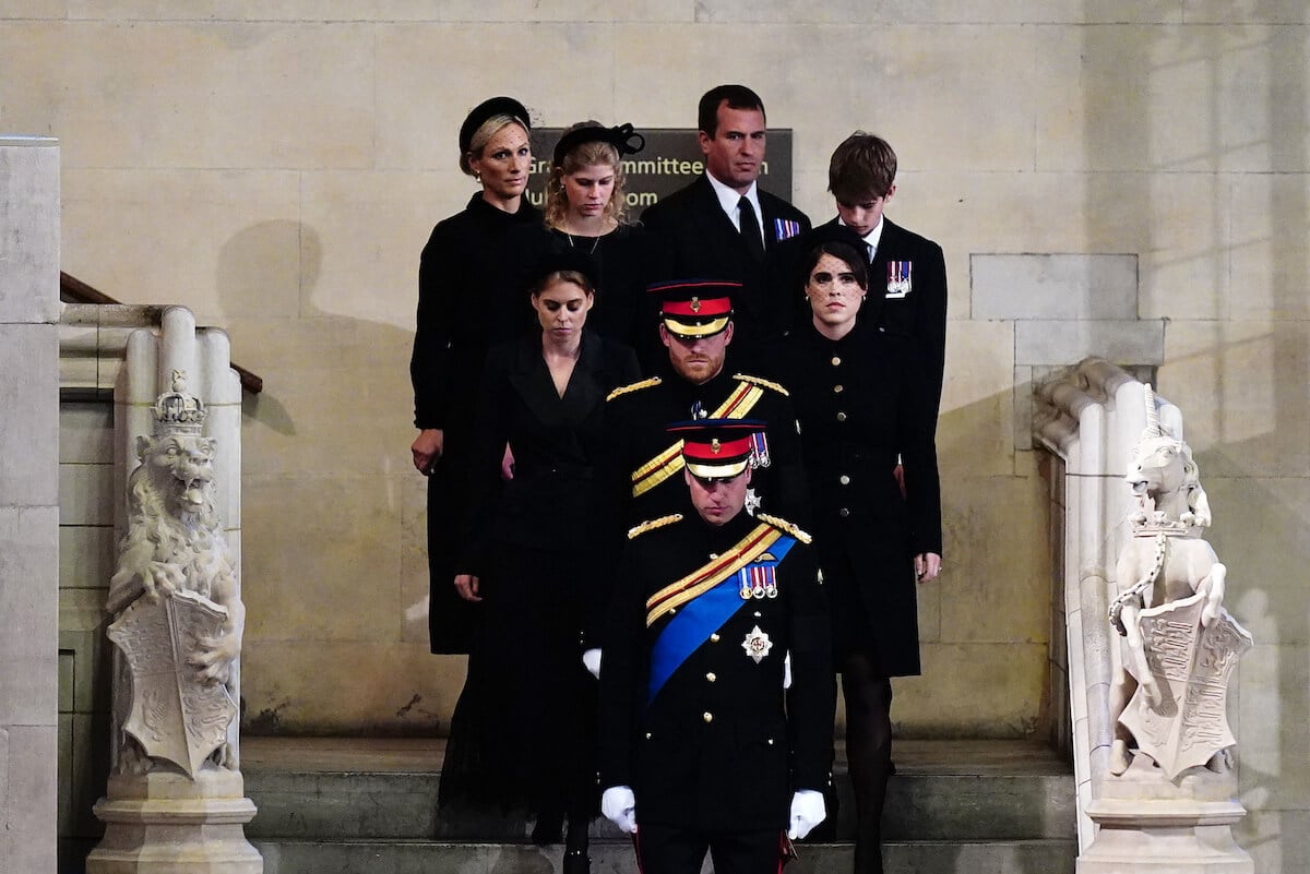 Zara Tindall, the British royal with the most 'tactile' body language, stands vigil with Queen Elizabeth's other grandchildren