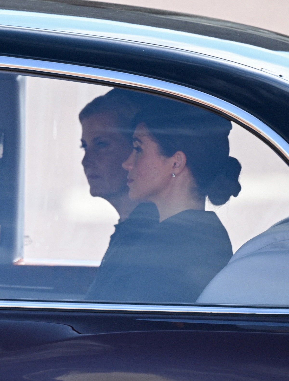 Sophie and and Meghan Markle driven in a car together during the procession for the Lying-in State of Queen Elizabeth II