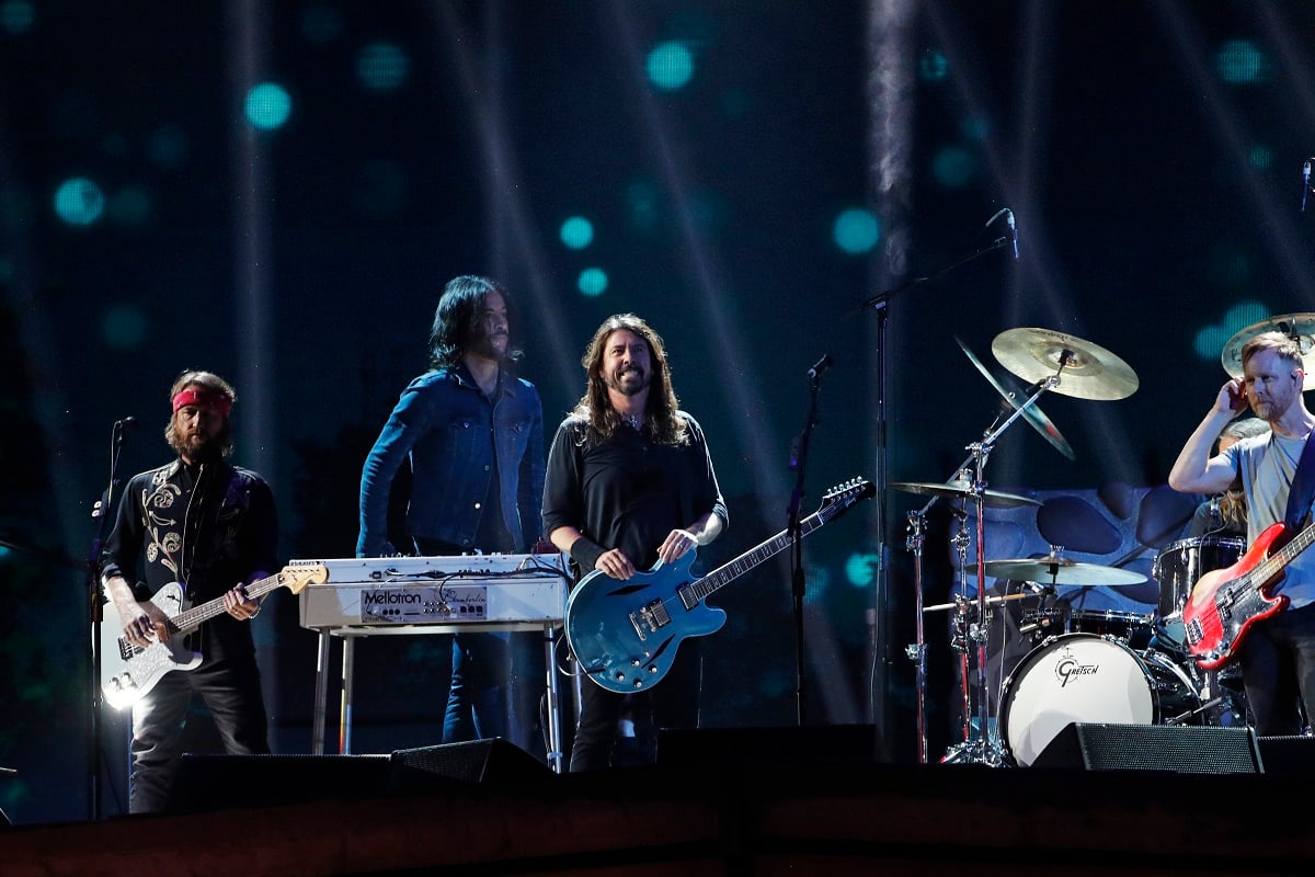 The Foo Fighters, including drummer, Taylor Hawkins, perform at the BRIT Awards in 2018