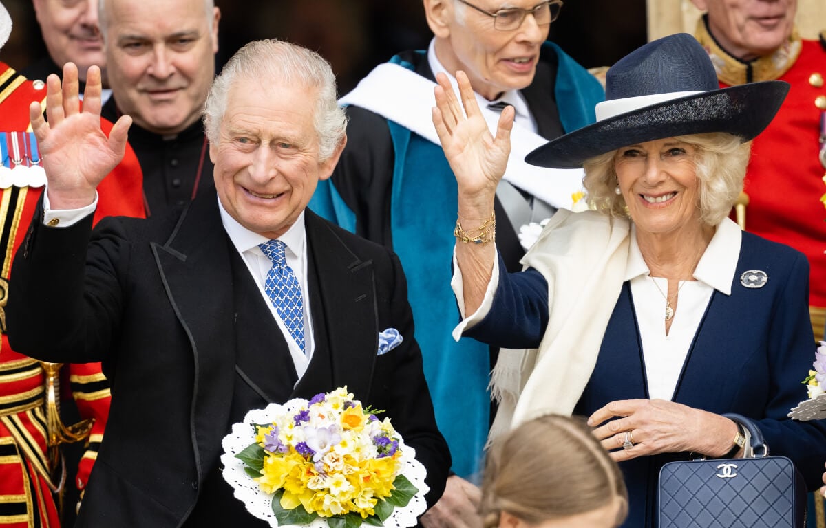 King Charles III and Camilla, Queen Consort attend the Royal Maundy Service at York Minster on April 6, 2023 in York, England