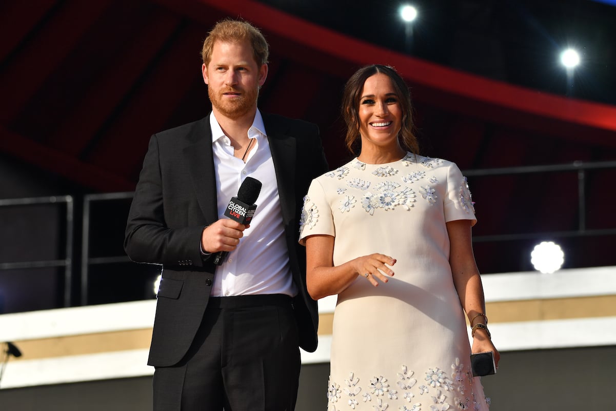 Prince Harry and Meghan Markle speak in 2021