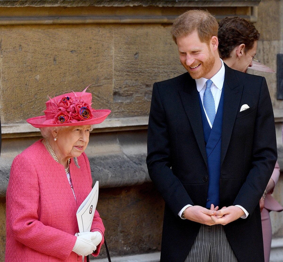 Queen Elizabeth II and Prince Harry attend the wedding of Lady Gabriella Windsor and Thomas Kingston