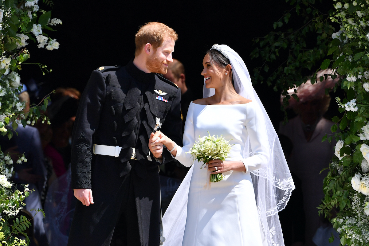 Prince Harry and Meghan Markle stare at each other on wedding day