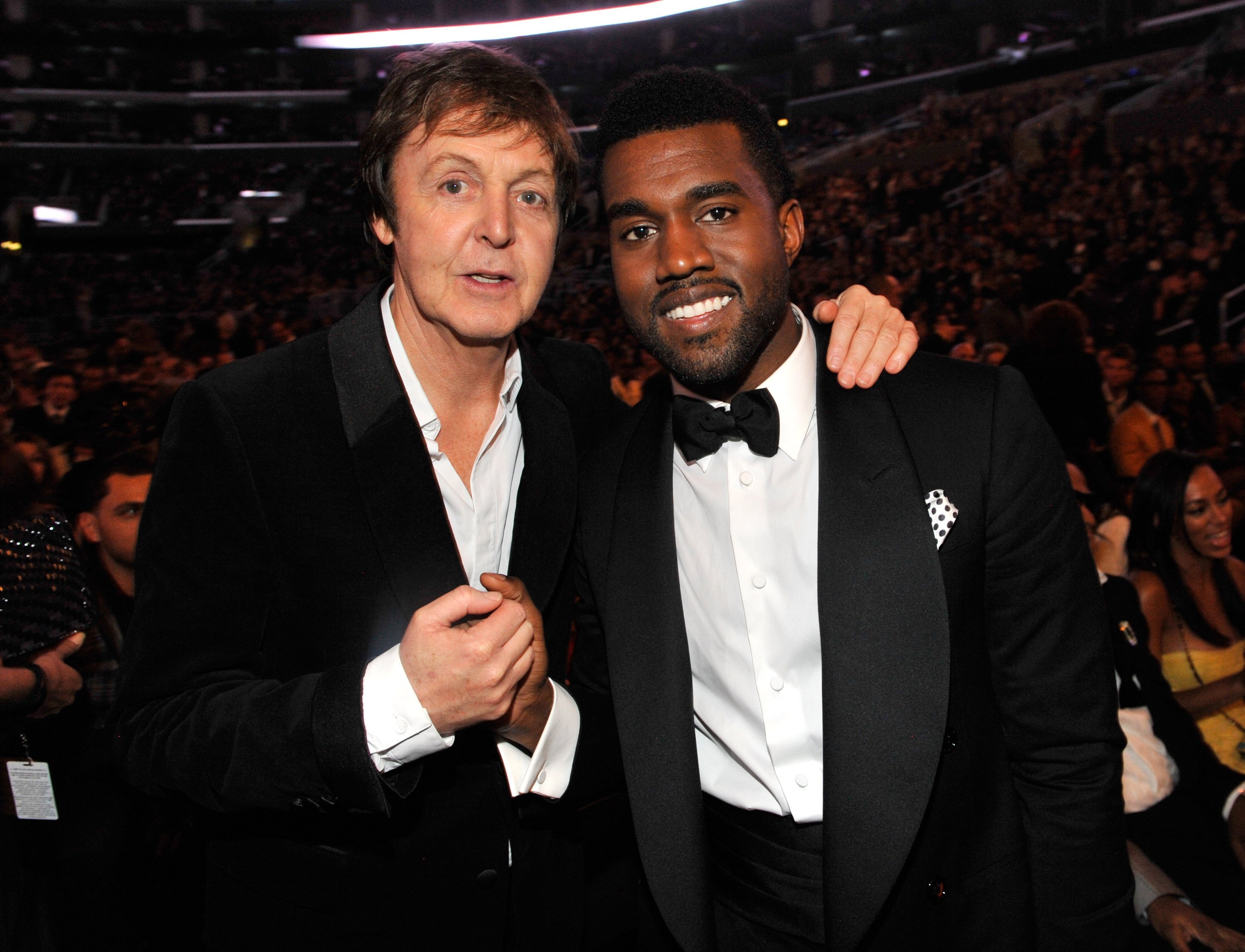 Paul McCartney and Kanye West at the 51st annual Grammy Awards in Los Angeles, California