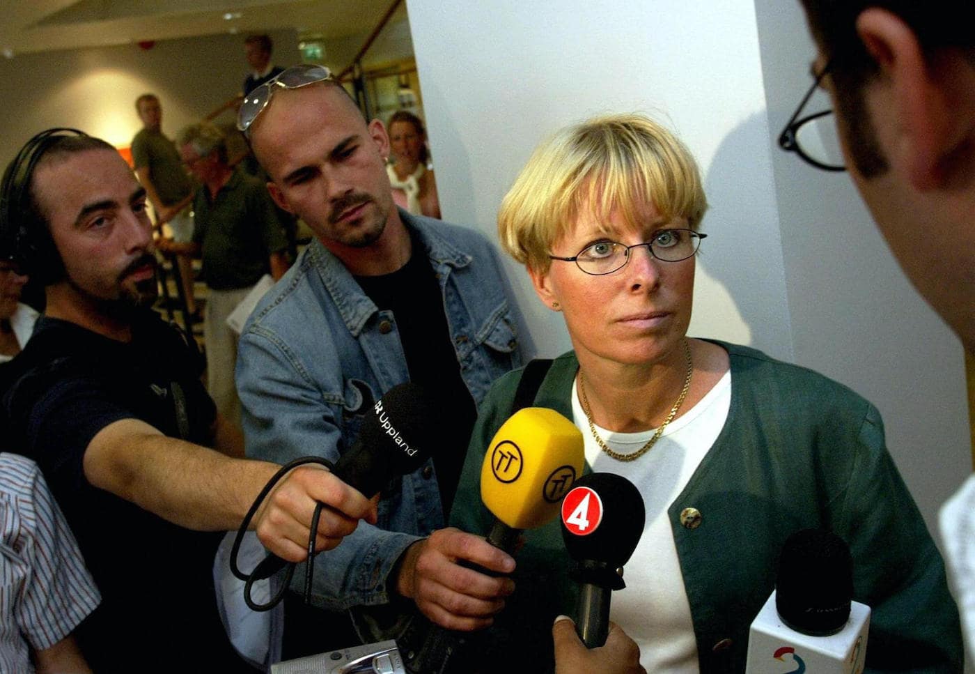 Prosecutor Elin Blank talks to reporters about the Knutby church murder case 