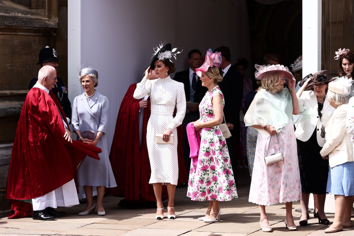 Kate Middleton wearing a polka dot dress at Order of the Garter