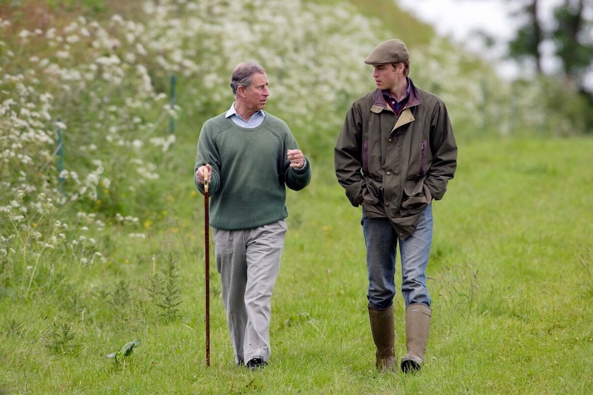 King Charles, who said he'd been 'moved' by Prince William's Duchy of Cornwall comments in a 2019 documentary, walks with Prince William at the Duchy Home Farm