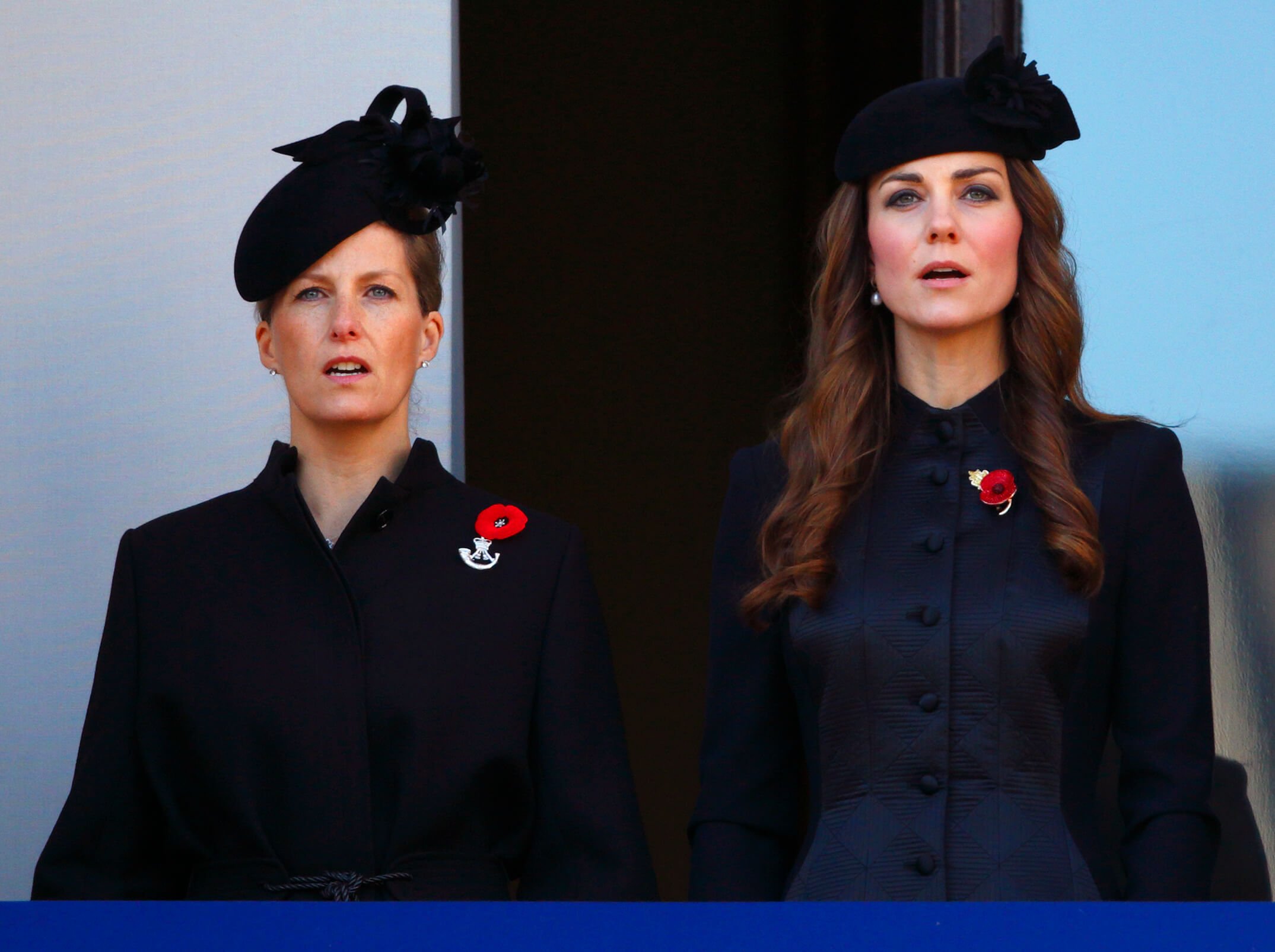 Sophie, Duchess of Edinburgh and Kate Middleton, who a body language expert says both looked 'horrified' during 2017 Royal Ascot, attend the Remembrance Sunday Service