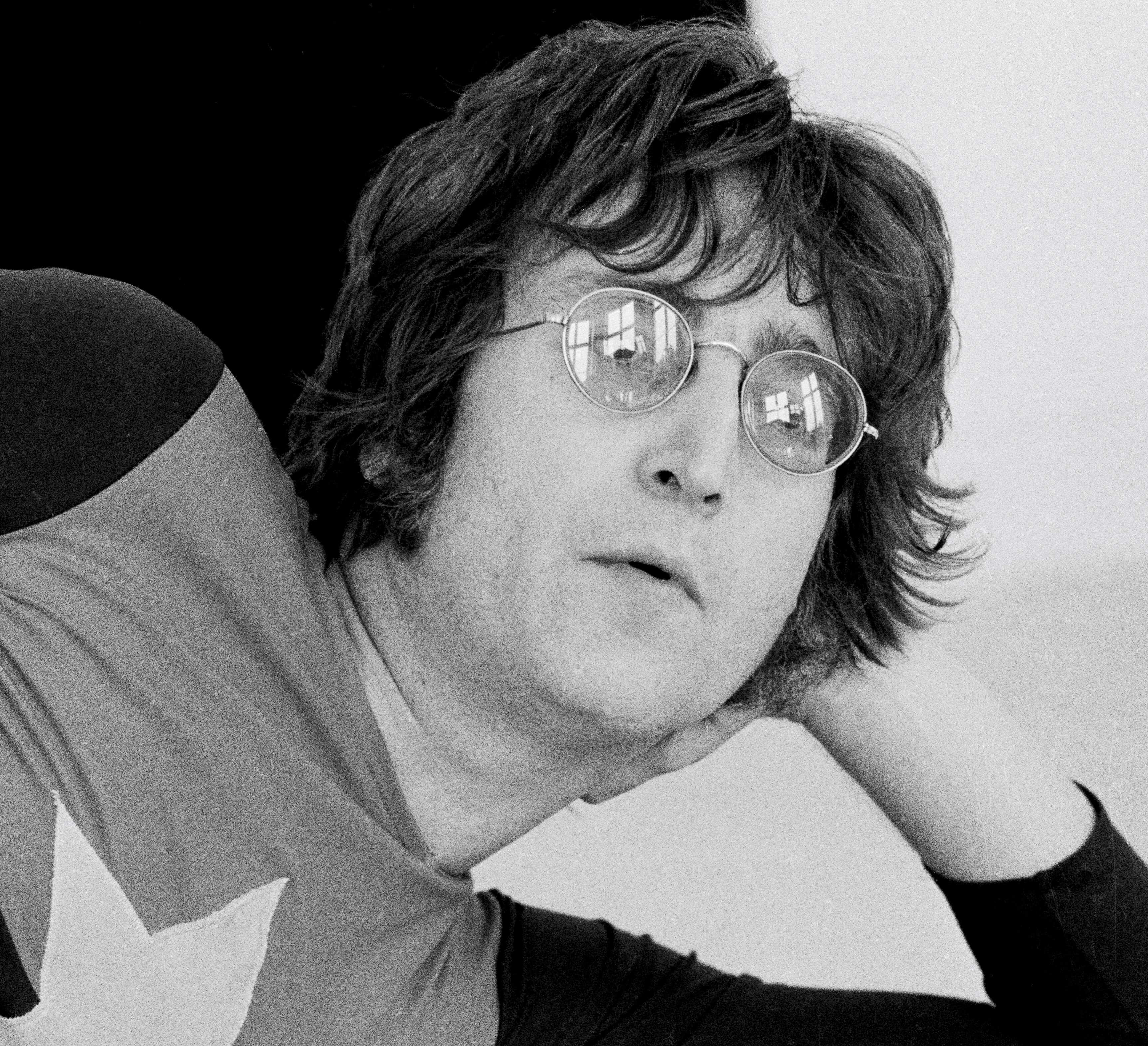 John Lennon in black-and-white